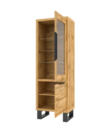 Sestava nábytku do obývacího pokoje Halle dub wotan stylový design stabilní kovová základna úchyty na hranách nábytek v loftovém stylu