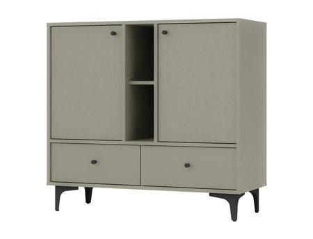 Sestava nábytku do obývacího pokoje Kioto I eukalyptus stylový design elegantní nábytek v tlumených barvách obohacený černými doplňky