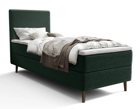 Kontinentální postel Totti 90x200 zelená stylová postel s úložným prostorem trojrozměrná tkanina s výraznými pruhy