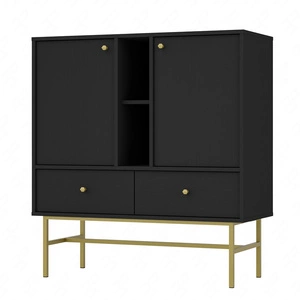 Komoda Kioto III 100 cm černý grafit moderní design kovový rám ve zlaté barvě originální design komody