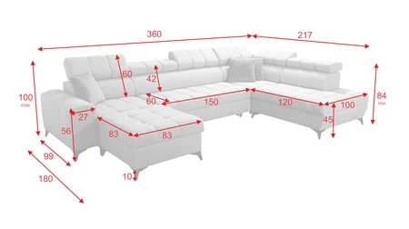 Rohová pohovka s funkcí spaní Bolmso VI mint levá pohodlná rohová pohovka s nastavitelnými opěrkami hlavy dekorativní prošívání na sedáku