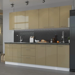 Sada kuchyňského nábytku Nalo 260 cm lesklá čela unikátní styl skříněk se hodí do interiéru každé kuchyně