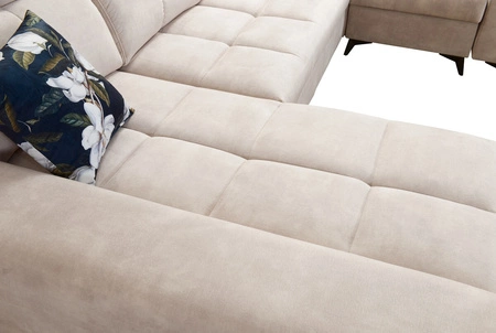 Rohová sedací souprava Buffalo IV s funkcí spaní žlutá levá stylová rohová sedací souprava se dvěma lůžkovinami velurová tkanina