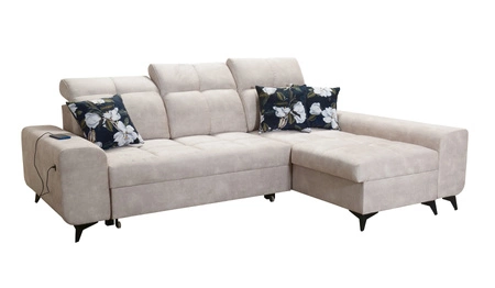 Rohová pohovka Buffalo s funkcí spaní šedý jasan pravý roh funkční a stylová rozkládací pohovka s kontejnerem na lůžkoviny