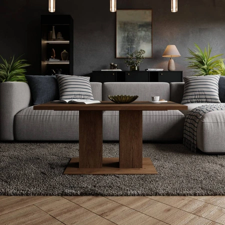 Konferenční stolek Salem dub lefkas / černý moderní designový nábytek odolný proti polití horní desky