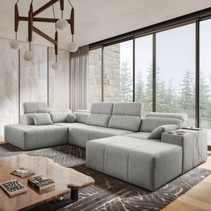 Rohová sedací souprava s funkcí spaní Tesalia VI šedý jasan pravá Moderní a pohodlná rohová sedací souprava s funkcí posuvného opěradla