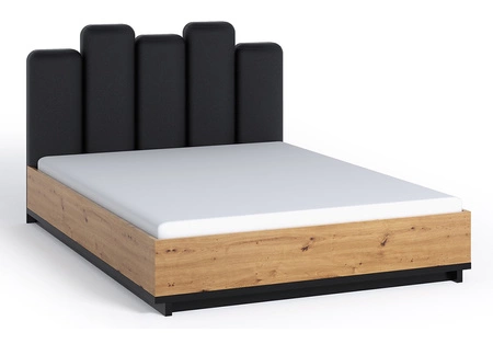 Postel Simi 160x200 cm s úložným prostorem na lůžkoviny dub artisan / černá ideální postel do ložnice ABS hrany designové čalouněné čelo postele