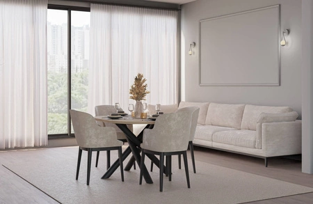 Lyon stůl 100x138 cm dub lindberg / černý stylový jídelní stůl na designových pavoučích nohách výškově nastavitelný