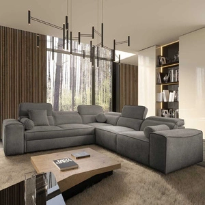 Rohová sedací souprava s funkcí spaní Viano III šedá pravostranná stylová rohová sedací souprava s kontejnery na lůžkoviny ideální do moderních interiérů