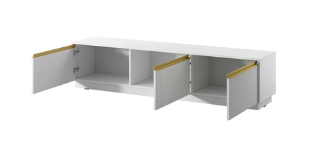 RTV skříň Imperial 180 cm bílá s možností zavěšení stylových frézovaných čel zdobených zajímavými úchyty