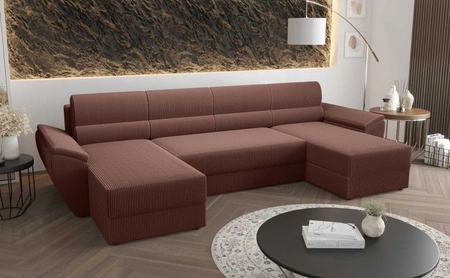 Rohová sedací souprava s funkcí spaní Fogu U II indická růžová pohodlná rohová sedací souprava s pohodlnými područkami zajímavý design kontejner na lůžkoviny