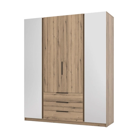 Zrcadlová šatní skříň Kastano II 200 cm dub evokuje klasický tvar úchyty na hraně ideální šatní skříň do ložnice prostorné zásuvky