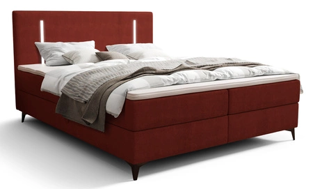 Kontinentální postel Norco 140x200 bordó Stylová postel s úložným boxem Osvětlení v čele postele dodává jedinečný nádech