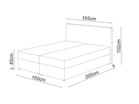 Kontinentální postel Flint 180x200 hnědá v moderním skandinávském stylu s prošívaným čelem