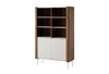 Knihovna Tantuni 105 cm warmia ořech / béžová stylová a elegantní knihovna s dvířky výrazné barvy stabilní kovové nohy