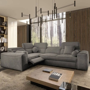 Rohová sedací souprava s funkcí spaní Viano II Lux šedá levostranná designová rohová sedací souprava do obývacího pokoje s pohodlným výsuvným podnožníkem