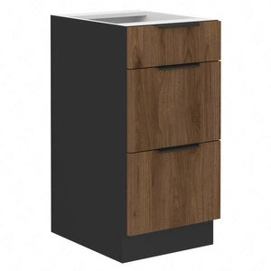 Stojící kuchyňská skříňka se zásuvkami Brianza 40 D 3S BB kovové hrany úchytek skříňka odolná proti vlhkosti a poškození