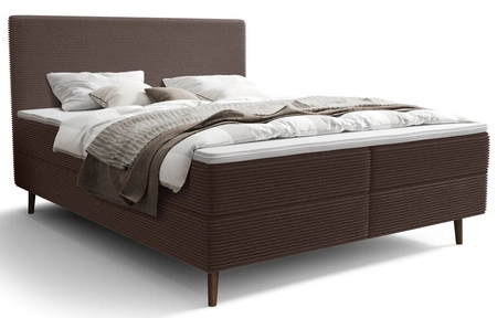 Kontinentální postel Totti 160x200 hnědá stylová postel s úložným prostorem trojrozměrná tkanina s výraznými pruhy