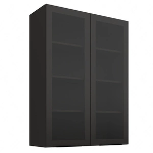 Kuchyňská nástěnná skříňka černá 80 GS-108 2F kovové hrany úchytek skříňka odolná proti páře vysoké teplotě a rozlití tekutin