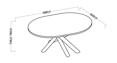Lyon stůl 100x138 cm wisconsin ořech / černá stylový jídelní stůl na designových pavoučích nohách výškově nastavitelný