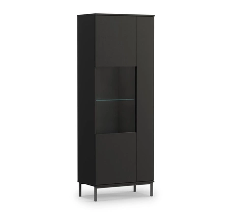 Tutti 70 cm černá vitrína stylový design bezpečná vitrína z tvrzeného skla na vysokých kovových nohách systém push to open