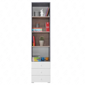 Knihovna se zásuvkami Epsilon 45 cm beton / bílá / dub ideální do pokoje pro mládež použitelná knihovna moderní design
