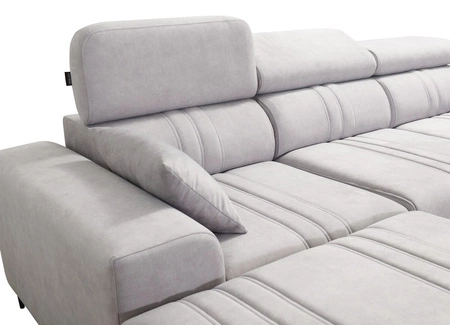 Rohová sedačka s funkcí spaní Castel XII béžová levá strana stylová a pohodlná rohová sedačka do obývacího pokoje funkční nastavitelné opěrky hlavy