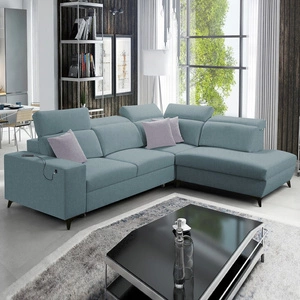 Kelly Sleek VII arktická modrá pravá strana opletená rohová sedačka s funkcí spaní pohodlná a funkční rohová sedačka do obývacího pokoje