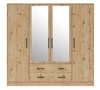 Zrcadlová šatní skříň Caspe 200 cm dub řemeslný moderní design povrchová úprava ABS a černé úchytky