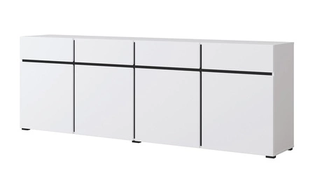 Komoda Cross 225 cm bílá jednoduchý tvar v moderním designu ideální komoda do obývacího pokoje nebo ložnice geometrický tvar