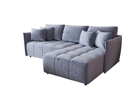 Rohová sedací souprava s funkcí spaní Oroso modrá pravý roh měkká sametová tkanina s hydrofobním potahem kontejner na prádlo
