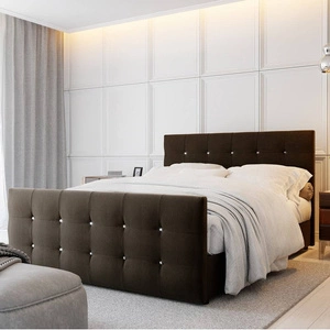 Hnědá kontinentální postel Kansas 160x200 ve skandinávském moderním stylu s prošíváním s krystaly