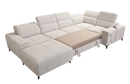 Penejos IV rohová sedačka s funkcí spaní olivová levá stylová rohová sedačka se dvěma nádobami na lůžkoviny odolná látka