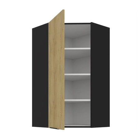 Rohová kuchyňská nástěnná skříňka Crotone 60x60 GN-108 1F s kovovou hranou úchytky odolná proti vlhkosti a poškození skříňky