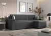 Rohová sedací souprava s funkcí spaní Brandon Bis šedá pravý roh trojrozměrná látka s výraznými pruhy nádoba na lůžkoviny