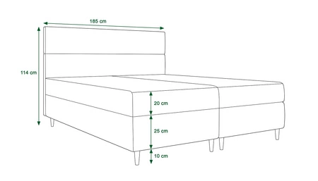Kontinentální postel Bing 180x200 béžová v moderním skandinávském stylu s výrazným čelem