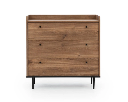 Nábytková sestava Apallo brandy dub castello výrazný design sestavy na kovových nohách subtilní úchyty vysoké okraje stolových desek