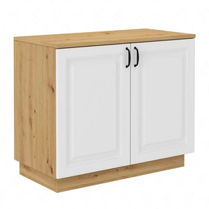 Komoda Scandi 100 cm řemeslný dub / bílá funkční a použitelná komoda stylové frézované čela kovové úchyty