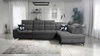 Rohová sedací souprava s funkcí spaní Buffalo XI grafitová pravá strana stylová rohová sedací souprava se třemi přihrádkami na lůžkoviny velurová tkanina