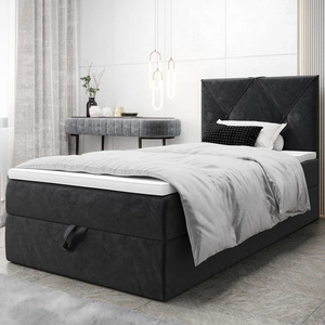Kontinentální postel Arvada 100x200 grafit v moderním skandinávském stylu s čalouněným čelem postel s úložným boxem
