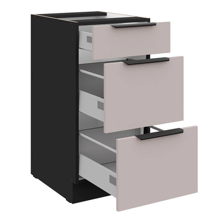 Sada rohového kuchyňského nábytku Tarraco 310x250 cm skříňky s kovovými úchytkami vypadají skvěle v moderních interiérech