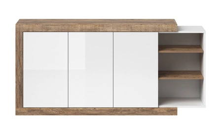 Komoda Sintra 180 cm dub samdal / bílý lesk originální design ideální pro interiéry ve skandinávském stylu systém push to open