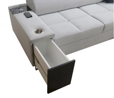 Rohová rozkládací pohovka Dafni světle hnědá pravá strana pletená pohodlí a funkčnost při každodenním odpočinku