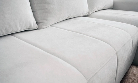 Rohová sedačka s funkcí spaní Bovec II olivová pravá pohodlná rohová sedačka se stylovým charakterem kontejner na lůžkoviny