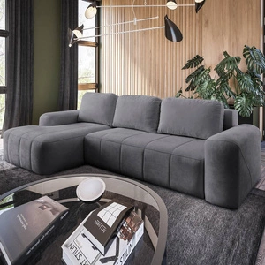 Rohová sedačka s funkcí spaní Bovec šedá levá stylová rohová sedačka s ergonomickým tvarem hydrofobní látka