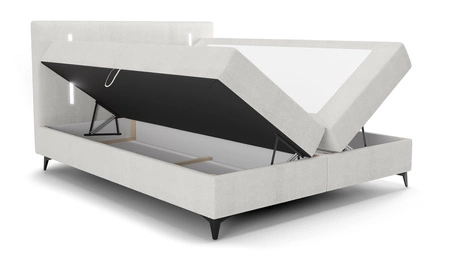 Kontinentální postel Norco 180x200 šedý jasan Stylová postel s úložným boxem s osvětlením v čele postele dodává jedinečný nádech