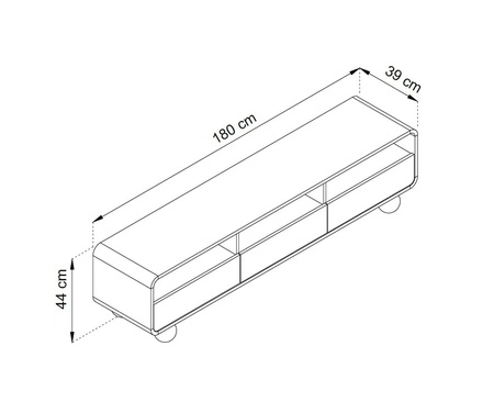 RTV skříňka Bion 180 cm béžová moderní design zaoblené linie TV skříňka designové kulovité nohy
