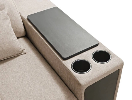 Rohová sedací souprava s funkcí spaní Tesalia šedá levá moderní design pohodlný posuvný opěrák zásuvka v boční části nábytku