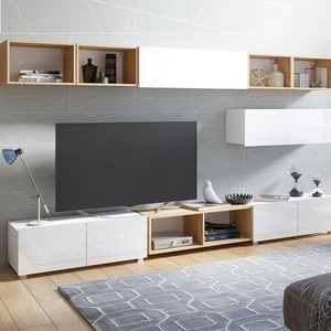 Nábytková sestava Apulia XXVI bílý lesk / dub zlatý mimořádně stylová nábytková sestava jednoduché jednotky hodící se do každého interiéru