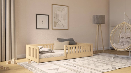 Dřevěná postel Felipo 80x180 cm borovicová dětská postel nízká a stabilní konstrukce zajišťuje bezpečnost